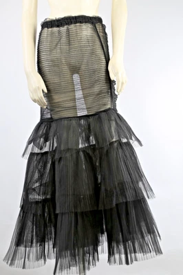 Maxi falda negra de tul de malla transparente con volantes en capas para mujer talla S formal Foto 1 de 4