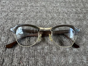 50s Vintage BL Men's Bausch Lomb Eyeglasses Frame 12k gf Half Rim 22-44 Browline - Picture 1 of 12