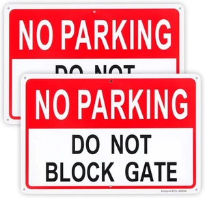 2-Pack No Parking Do Not Block Gate Sign, 12"x 8" .04" 12'' x 8'', Red - Picture 1 of 5