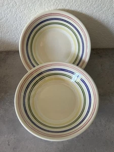 Menge 2 Royal China Suppe Salat Schüssel-Primärfarbe Regenbogen konzentrische Streifen - Bild 1 von 7