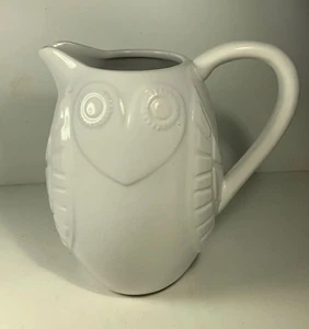 Johnathan Adler Happy Chic Lola White Ceramic Owl Pitcher 9 in. - Picture 1 of 11