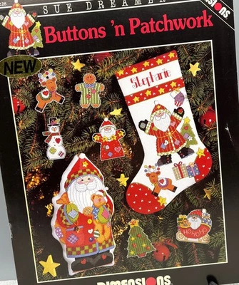 Размеры кнопки 'n лоскутное одеяло рождественские чулки украшения вышивка крестиком диаграмма - Изображение 1 из 4