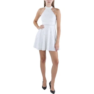 City Studio Womens White Sleeveless Mini Summer Halter Dress 0 BHFO 1785 - Picture 1 of 2