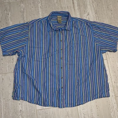 Camisa Manga Corta Scandia Woods 3XL Vintage Años 90 Multicolor Rayas Campamento Cubano Foto 1 de 4