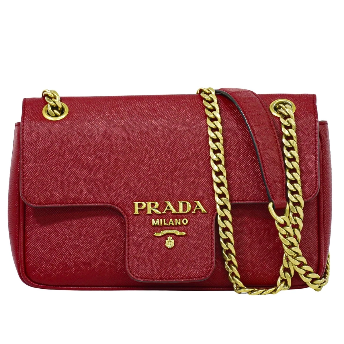 PRADA レッド ボディバッグ Prada Rosso Vitello Phenix Leather Crossbody Bag 1BH046 | Yoogi's
