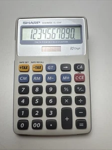 Genuine SHARP ELSIMATE EL-334F Twin Power 10 Digit Solar Calculator 6.5”x4.25” - Picture 1 of 8