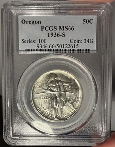 1936-S 50c PCGS MS 66 Oregon Commemorative Half Dollar - Picture 1 of 4