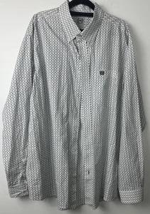 Cinch Button Down Hemd Herren L Geometrisches Muster L/S Baumwolle Western Cowboy B10 - Bild 1 von 7
