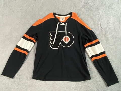 Philadelphia Flyers Sweater Mens Large CCM Embroidered Logo Drawstring Pullover Cover