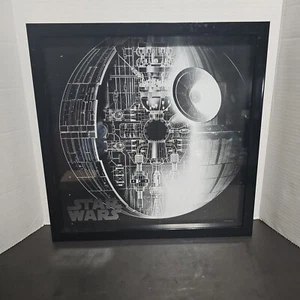 Artissimo Star Wars DEATH STAR 16x16 shadow box Silver Outline on black RARE - Picture 1 of 8