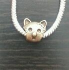 Kitty Cat Spacer Dangle Bead fits European Charm Bracelets Necklace Bronze Tone