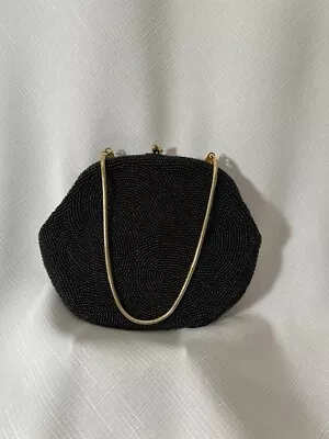 Vintage Neiman Marcus Black Beaded Evening Bag - Image 1 of 2