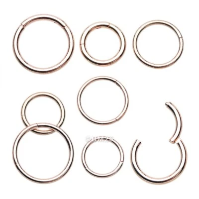 Rose Gold Plated Seamless Hinged Clicker Hoop Ring - Image 1 of 4