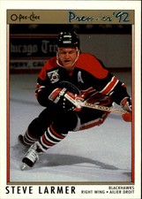 1991-92 OPC Premier Chicago Blackhawks Hockey Card #60 Steve Larmer