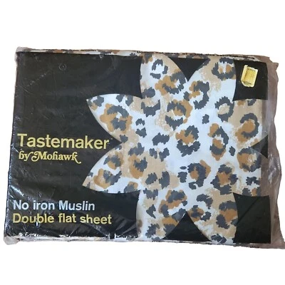 Vintage Tastemaker Mohawk Double Flat Sheet Jaguar Leopard Cheetah Print NEW - Image 1 of 4