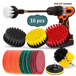 16 Piece Drill Brush Attachments Set Scrub Pads Sponge Power Scrubber Brush kits - Picture 1 of 12