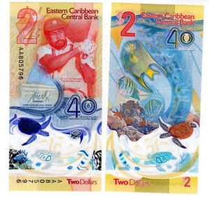 Caraïbes EAST CARIBBEAN 2 Dollars 2024 POLYMER COMMEMORATIVE 40th TORTUE  Neuf - Imagen 1 de 1