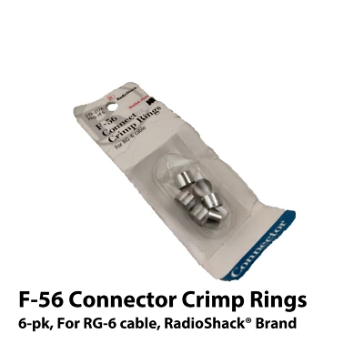 6-pk F-56 Connector Crimp Rings For RG-6 cable, RadioShack® 278-217A (in box) - Image 1 of 4