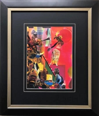 Romare Bearden "The Blues, 1974" ENMARCADO PERSONALIZADO Arte Música Jazz Afroamericano Foto 1 de 3