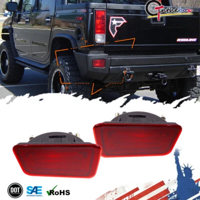For 05-09 Hummer H2 Red Rear Bumper Reflector Tail Light Covers LH & RH Set of 2 - Image 1 of 4