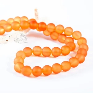 40 Glasperlen Matt Orange 10mm Schmuck gefrostet Rund GlitzerInsel 00707 - Bild 1 von 2
