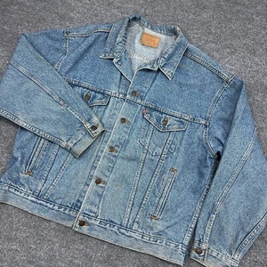 Vintage Levis Denim Jacket L Denim Trucker Jean Distressed 80s 90s 70507-4890 - Picture 1 of 11
