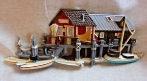 Vintage Burwood Products 1977 #1505 Fischerdorf Kai 3D Wandbild hängend - Bild 1 von 5