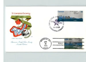 JOINT ISSUE, St. LAWRENCE SEAWAY, both CANADA & U.S. Stamps and cancels, FDC - Picture 1 of 1