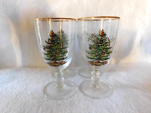 SPODE CHRISTMAS TREE PEDESTAL GOBLETS New set of 4 - Picture 1 of 9