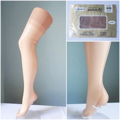 Vintage Seamed Stockings 1960s Unworn St Michael Nylon Point French Heel Size 8½ - Image 1 of 4