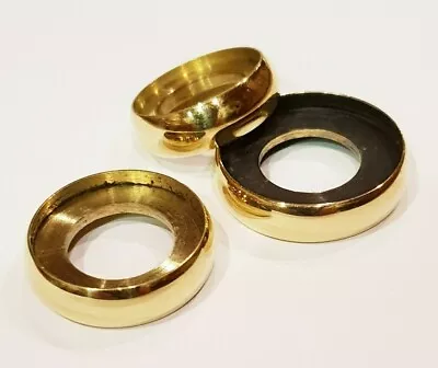 3 Mixed BRASS FLANGE RINGS 24mm, 25mm & 26mm For WALKING STICK MAKING And CANES. • 12.19£