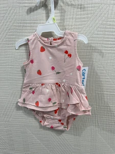 carters baby girl cherry sleevess knit outfit 3 month new - Picture 1 of 4