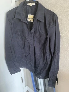 Michael Kors Shirt, Long-sleeve Camp Navy XL; Women's; Roll Sleeves - Picture 1 of 2