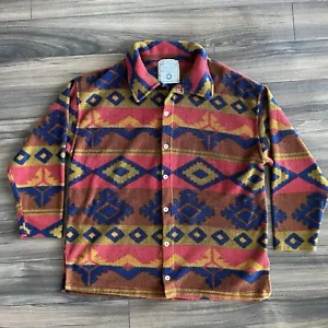 Vintage Best River Snap Button Fleece Jacket S Aztec Southwestern Print Pattern - Picture 1 of 11