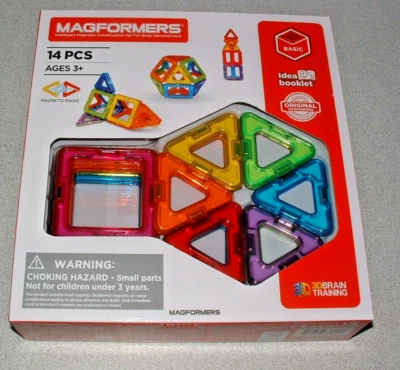Magformers  Magnetic Construction set  14 Pcs   age 3+ ,  basic colors , shapes - Image 1 of 2
