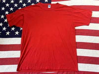 90s Russell athletic single stitch red T shirt plain blank USA crewneck XL - Image 1 of 4