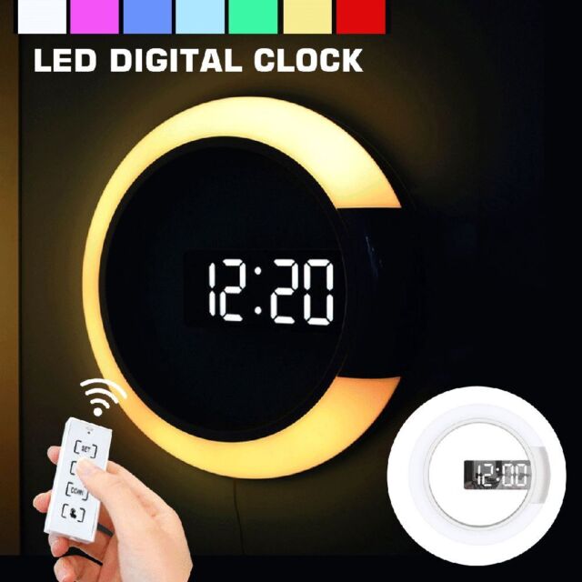 Buy Reloj de pared Digital LED alarma fecha temperatura luz de fondo  automático Mesa decoración del hogar de escritorio …