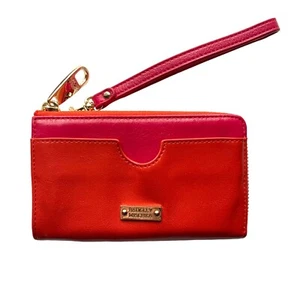 Badgley Mischka Leder rot und rosa Clutch Kalbsleder Geldbörse - Bild 1 von 12