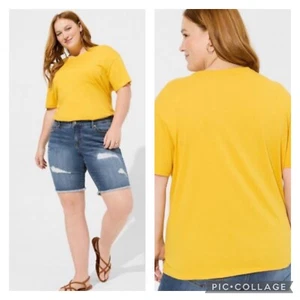 Torrid Relaxed Fit Vintage Cotton Jersey Pocket Tee Yellow Plus Size 4X - Picture 1 of 5