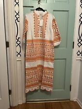Julia Amory Scalloped Hem Embroidered Caftan New With Tags $298 Orange S Nwt