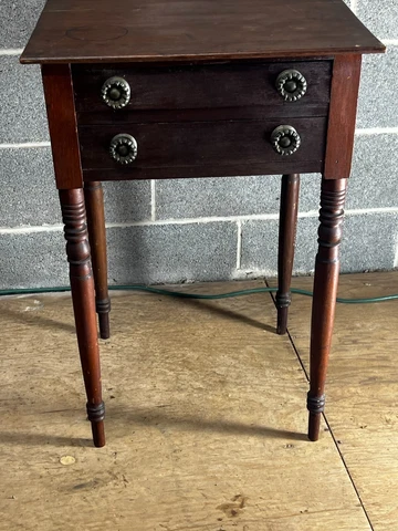 antique sheraton federal walnut 2 drawer work table sewing table stand 1810 Cover