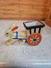Vintage Easter Bunny Rabbit W/ Cart; Ceramic Planter/Candy Dish; Japan