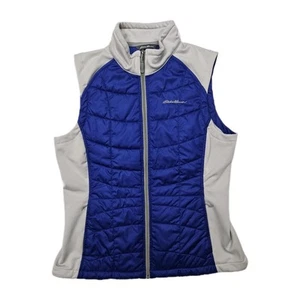Eddie Bauer Puffer Vest Womens Large Blue Gray Polyester Insulated Vest - Picture 1 of 7