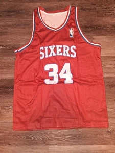 MAGLIA CHARLES BARKLEY PERSONALIZZATA 76ERS ROSSA TAGLIA 2XL CUCITA - Foto 1 di 5