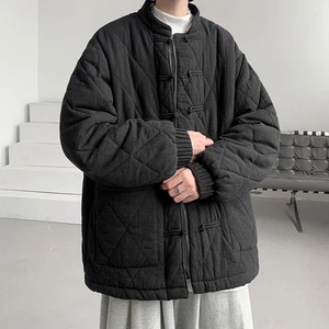 Winter Chinese Men Disc Buckle Padded Zhongshan Jacket Thicken Tang-Suit Coats - Picture 1 of 13