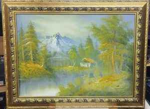 60's - UMBERTO LILLONI OLIO SU TELA CON CORNICE - PAESAGGIO MONTANO - 66X85CM - Picture 1 of 9