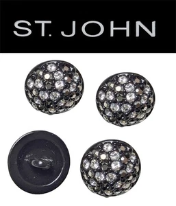 St John Knits 0,5 Zoll gewölbte Eis und schwarze Kristall Ersatzknöpfe - Bild 1 von 1