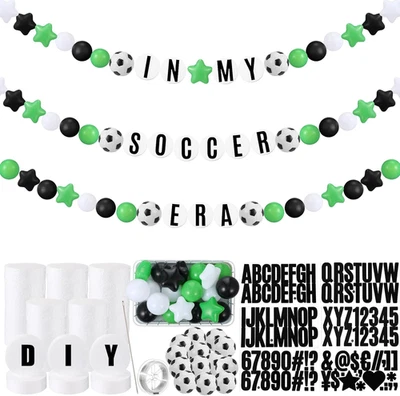 98 peças decoração de banner de aniversário de futebol jumbo faça você mesmo pulseira de amizade bandeira de aniversário - Imagem 1 de 4