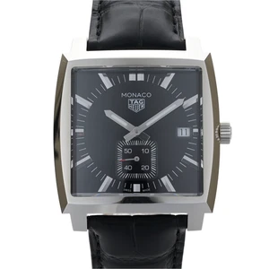 Unworn TAG Heuer Monaco WAW131A Black 37mm Men's Watch + Box & Manual - Picture 1 of 10