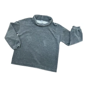 T by Talbots Top Women's Size Large Gray Velour Striped Metallic Cowl Neck - Picture 1 of 6